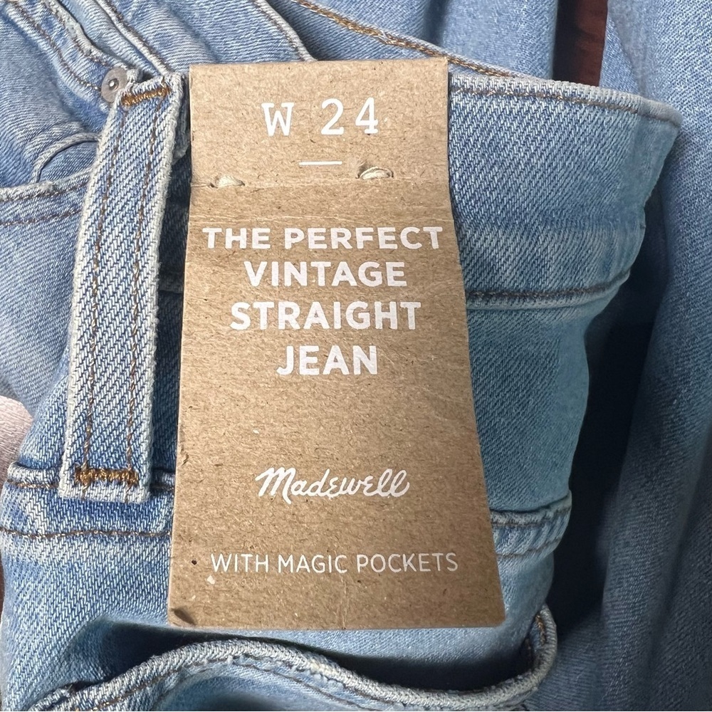 MADEWELL Denim The Perfect Vintage Straight Jean Danby Wash Knee Rip Edition 24 - Picture 8 of 12